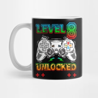 Level 8 Unlocked Birthday tee 8th Birthday Boy Gamer top 8 years Old Gamer tee Svg, Funny Kids Gamer gift Mug